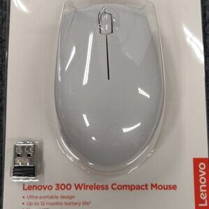 Lenovo 300 Wireless Compact Mouse (Arctic Grey) with battery